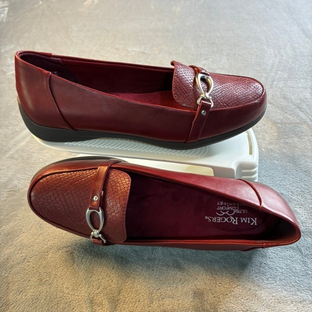 Kim Rogers Blayne Size 8.5M Burgundy Red Horsebit Loafers Ultra Comfort Flats - Picture 8 of 16